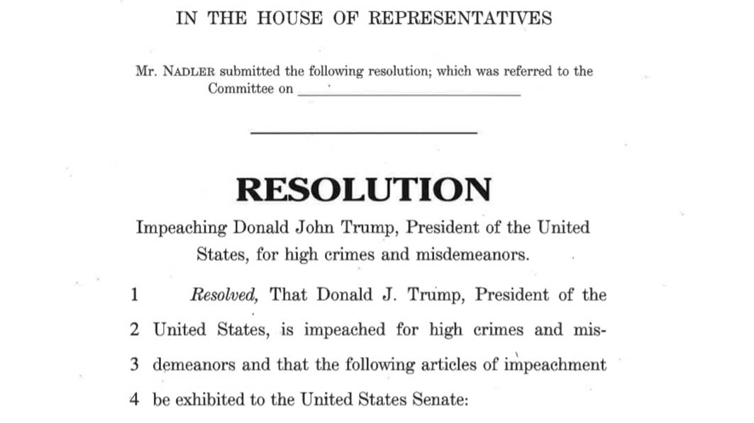 House Introduces Articles of Impeachment