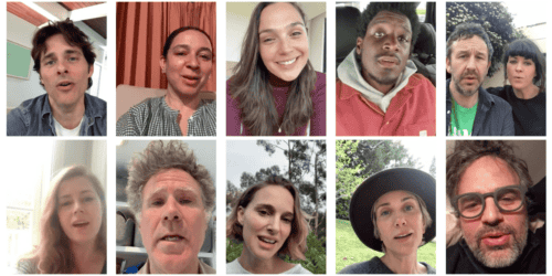 Celebrities singing "Imagine"