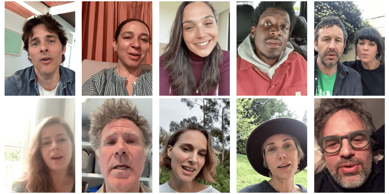 Celebrities singing "Imagine"