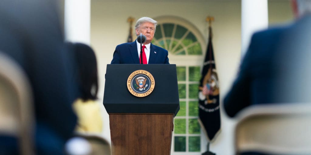President Trump at a White House summit on human trafficking
