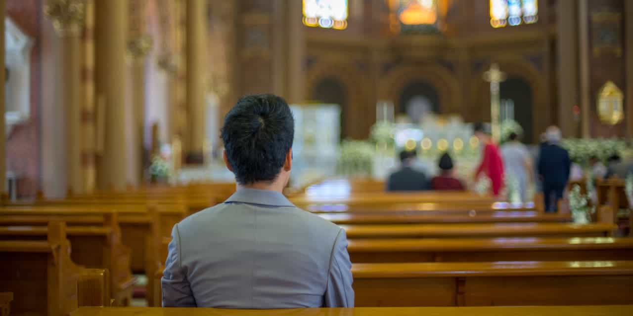 Man sitting in church