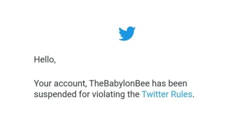 Babylon Bee twitter account suspended
