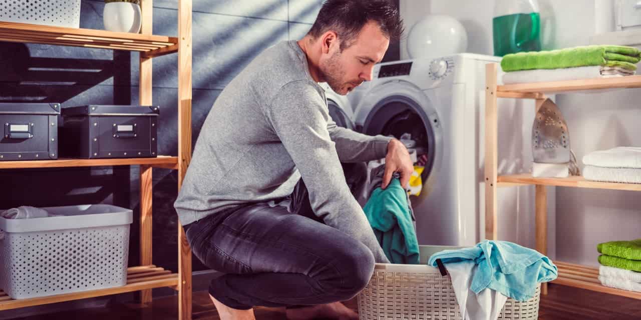 Husband doing laundry|