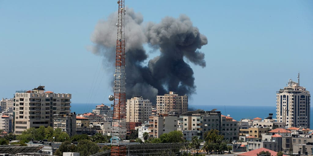 Smoke rises during an Israeli air strike
