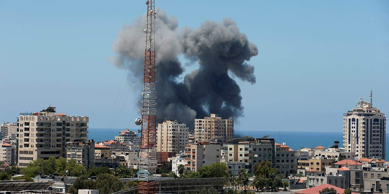 Smoke rises during an Israeli air strike