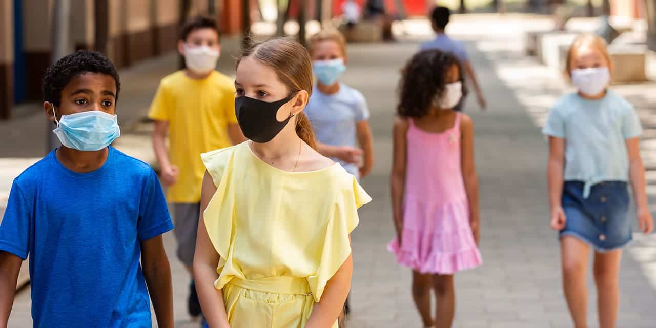 Kids wearing masks