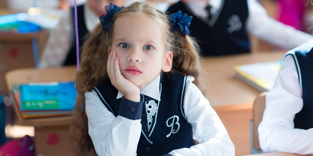 1st grade girl with a confused expression