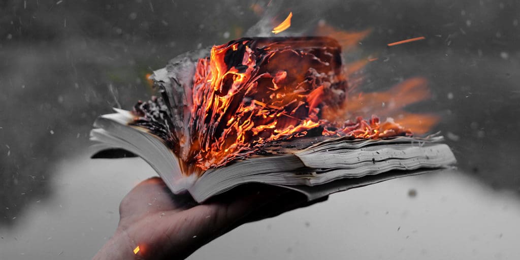 Book on fire
