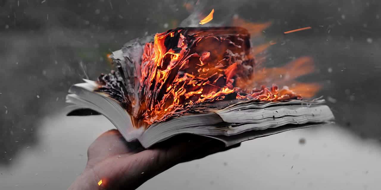 Book on fire