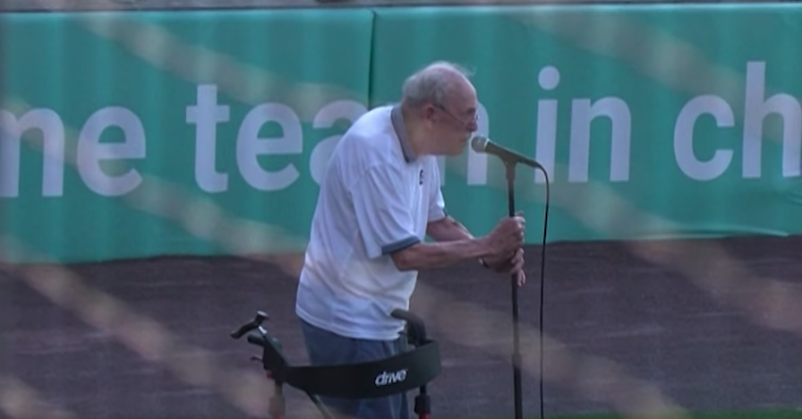 96-Year-Old World War II Veteran Sings National Anthem at Ballgame