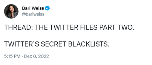 ‘The Twitter Files Part Two’ – Documentation of ‘Twitter’s Secret Blacklists’