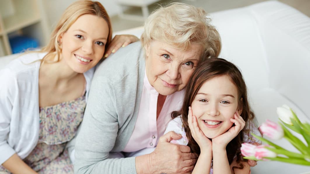 Grandmother with her two grandaughters