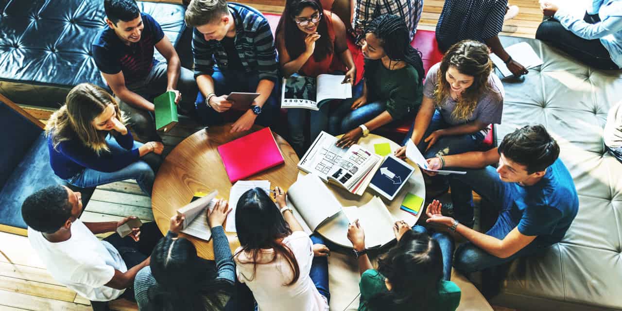 A group of college students