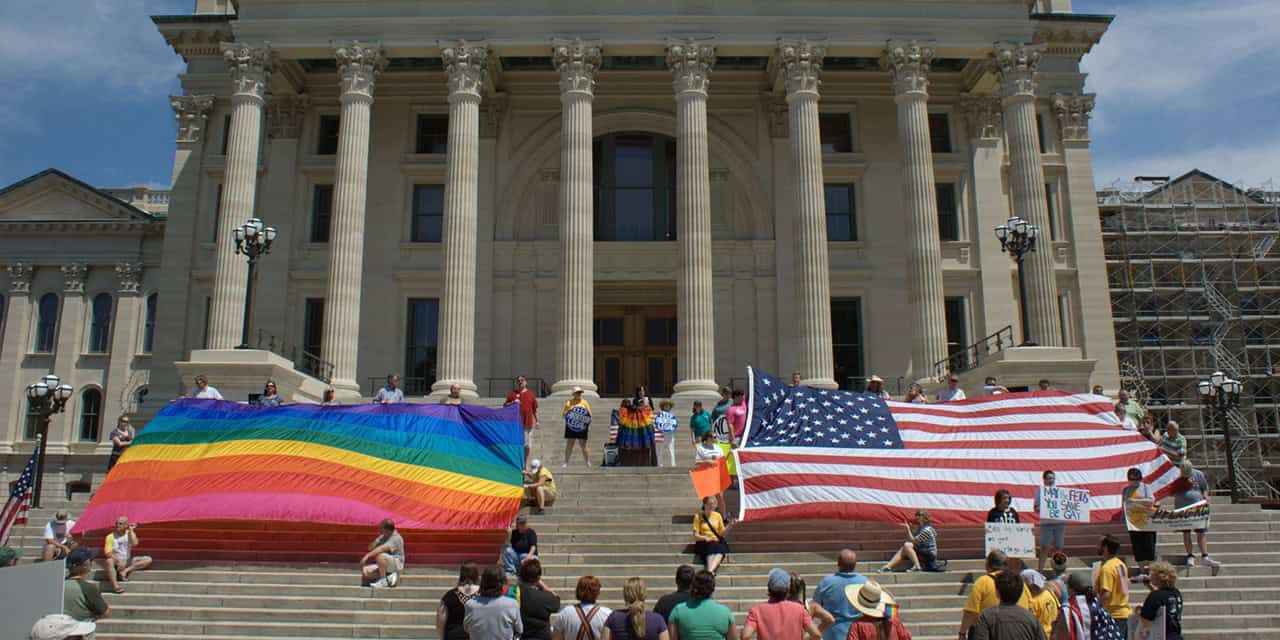 The LGBT flag and the United States Flag