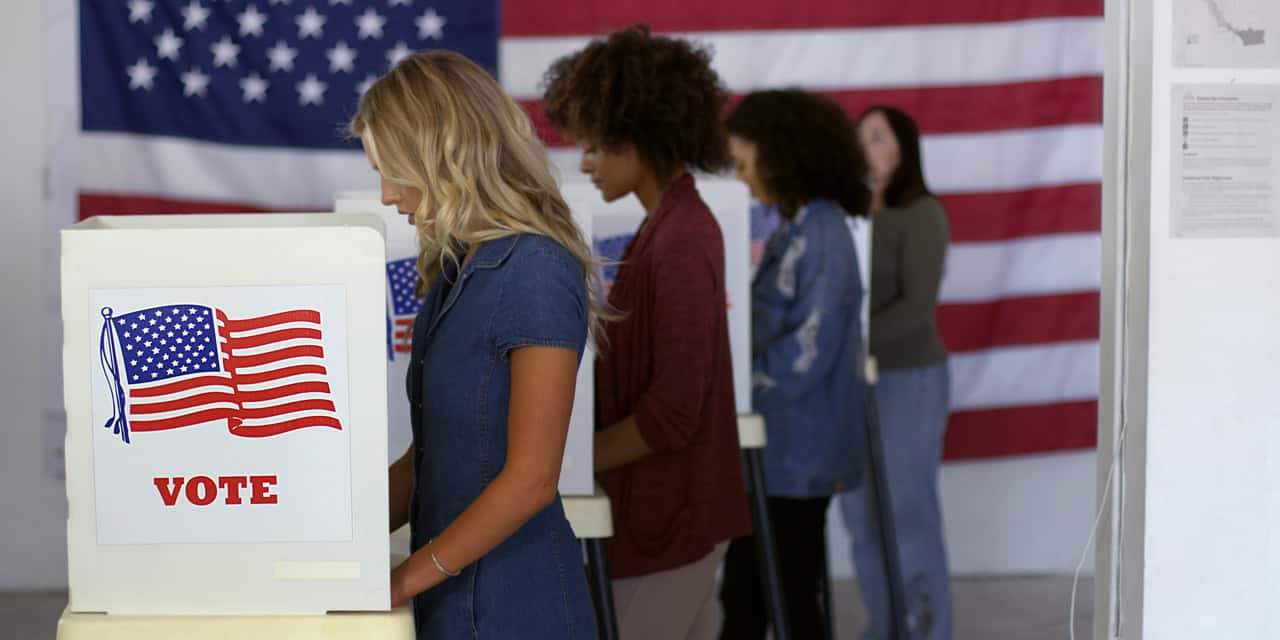 Voters at a polling station